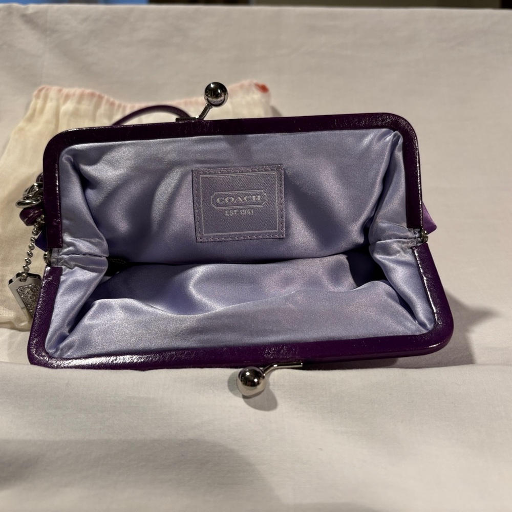 Coach Vintage Purple Silk Wristlet Bag Wallet - Picture 4 of 4